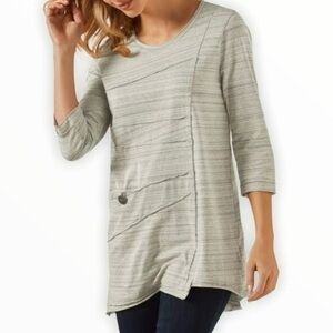 Neon Buddha Gray Striped Asymmetrical Hem Tunic